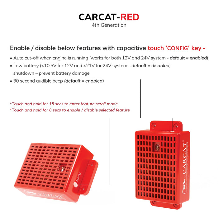 CARCAT RED 4th Gen Ultrasound Rat Repellent System for Automobiles