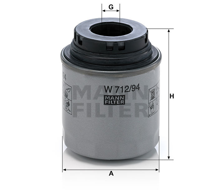 MANN Oil Filter - Skoda Rapid / VW Vento (Petrol) - W712/94 MANN