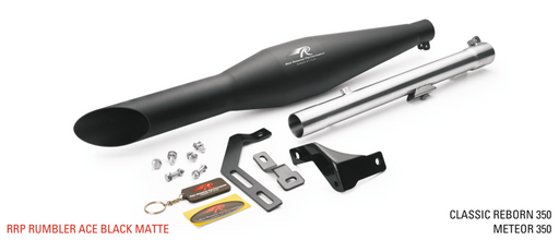 Red Rooster Performance Rumbler Ace Exhaust – Black Matte For Royal Enfield Classic Reborn 350 / Meteor 350 RRP